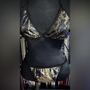 Black and Gold Snake Print Bikini